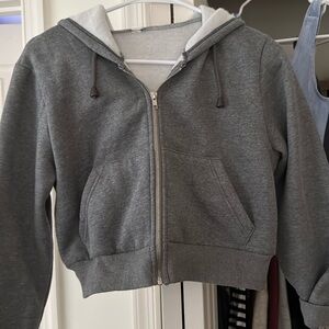 small gray cropped zip up jacket